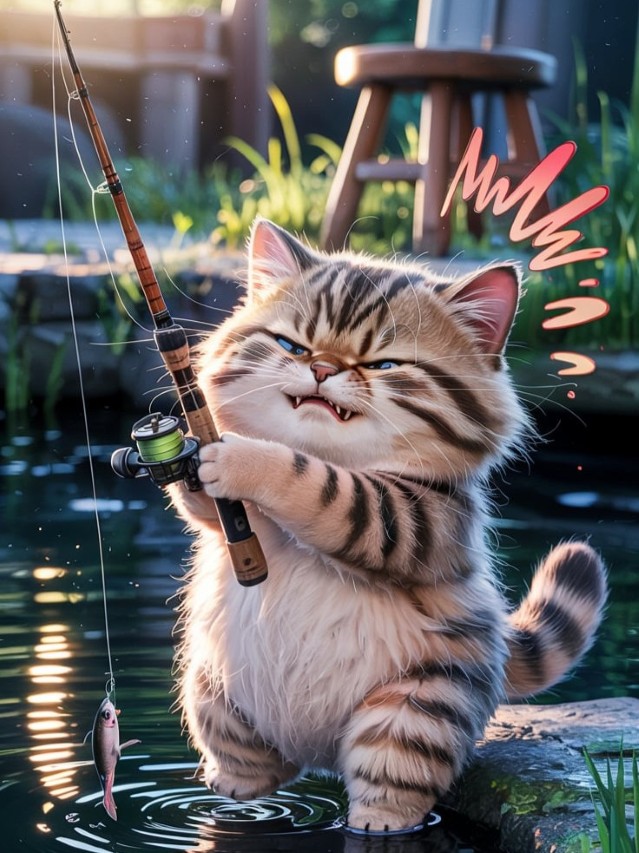 Cat is fishing